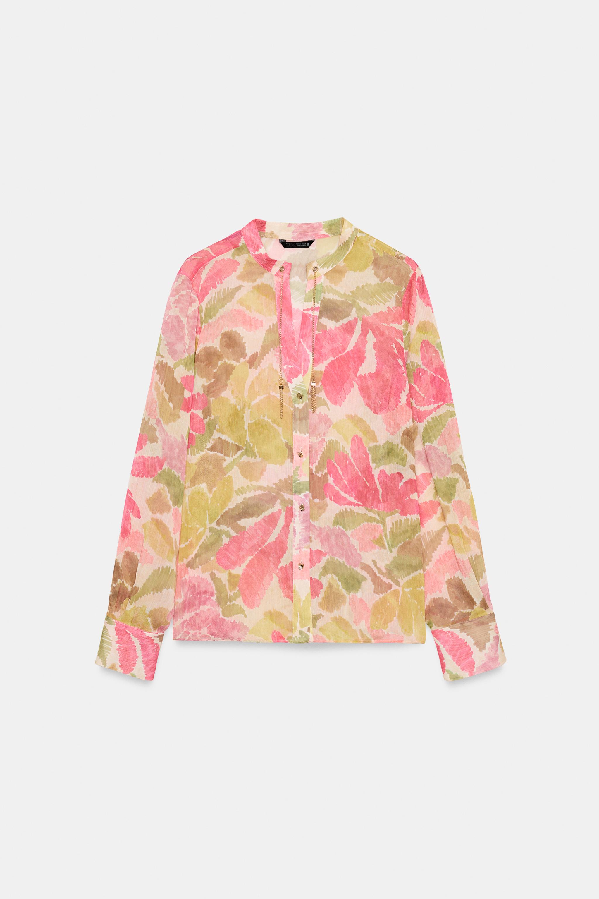 BEADED FLORAL PRINT BLOUSE